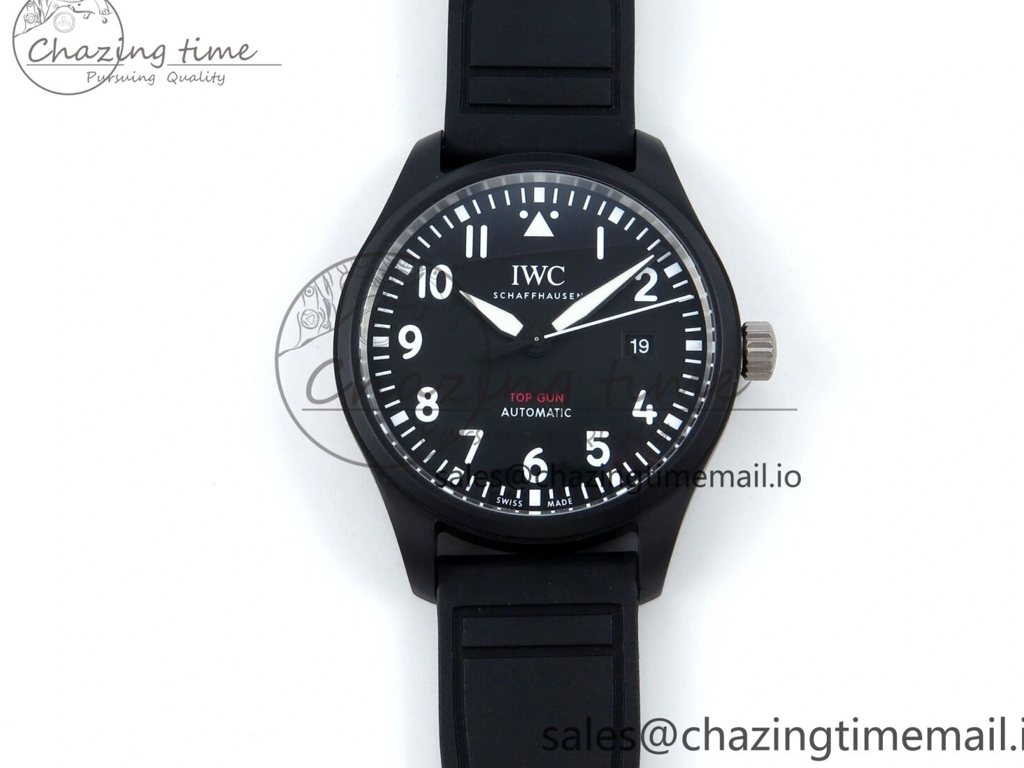 MIROTIME 0402 Pilot Top Gun IW326901 M+F 1:1 Best Edition Black Dial on Black Rubber Strap A SportInspired 6999